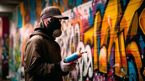Graffiti con máscara en aula creativa