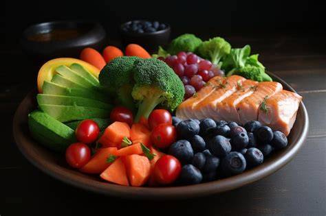 plato infantil saludable con frutas verduras