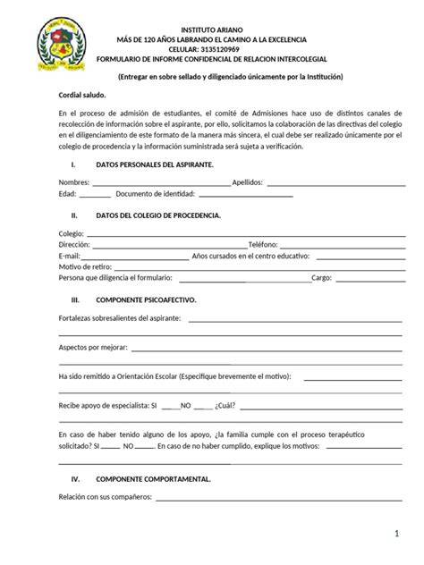 Formulario de informe confidencial docente