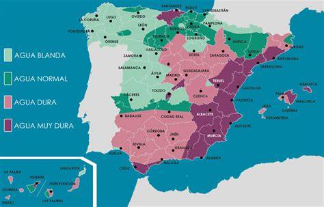 Mapa de dureza del agua en España