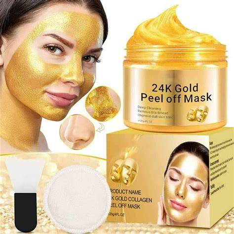 Mascarilla facial dorada de oro 24 quilates