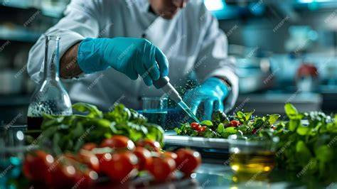 científica analizando alimentos en laboratorio