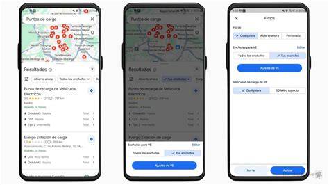 Filtros de categorías en Google Maps