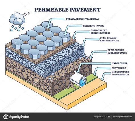 Esquema de pavimento de hormigón permeable