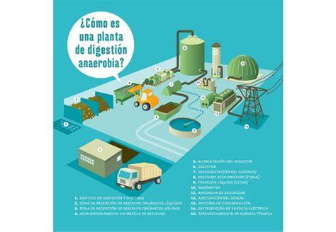 Esquema de digestión anaerobia industrial