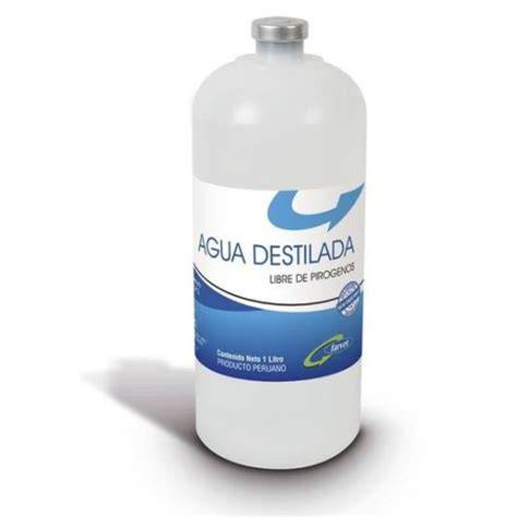 Envase de agua destilada de un litro