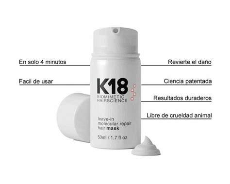 Mascarilla capilar K18 y cabello reparado