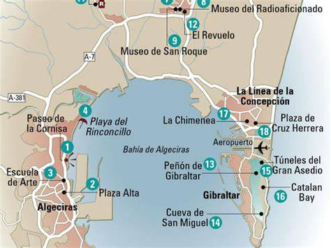 Mapa de depuradoras de la bahía de Algeciras
