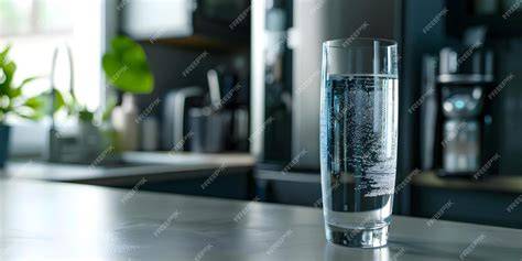Agua filtrada en vaso transparente