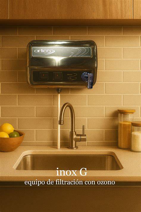 purificador de agua inox de pared en cocina