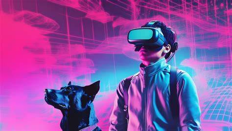 Perro usando filtros de realidad aumentada