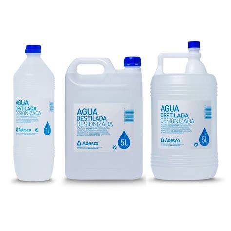 Comparación agua destilada y desionizada