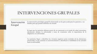 intervención psicológica grupal para pacientes