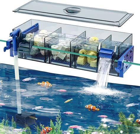 Filtro de cascada instalado en acuario de 60 litros