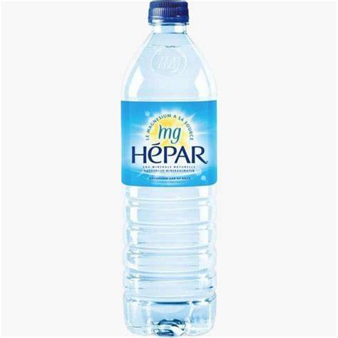 Botella de agua mineral Hépar francesa