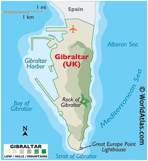 Mapa de acceso terrestre a Gibraltar