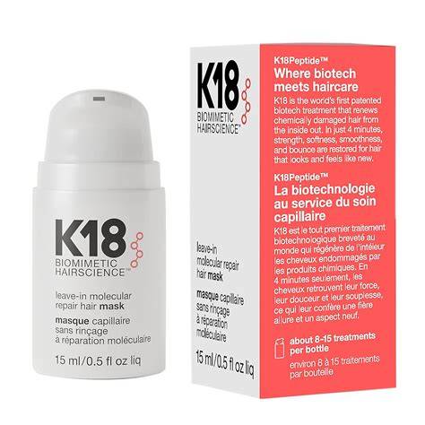 Mascarilla K18 aplicada en cabello dañado
