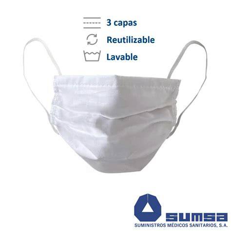 Mascarilla textil reutilizable de tres capas