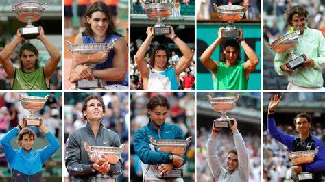 Mascarilla con trofeos de Nadal en Roland Garros
