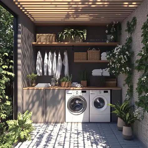 lavadero exterior en terraza con tendedero