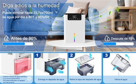 Panel LED y filtro lavable deshumidificador