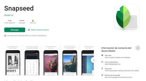 Historial de filtros y herramientas en Snapseed