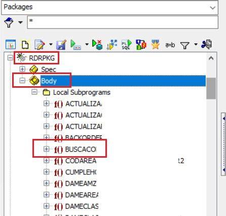 TOAD puntos ruptura paquete Oracle