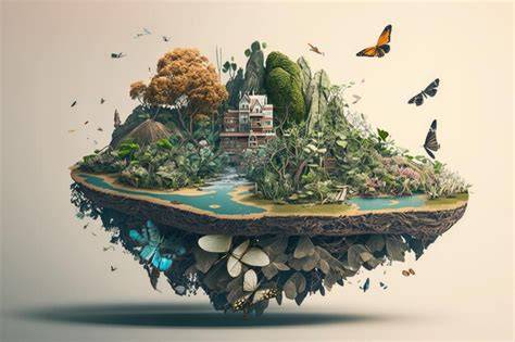Isla flotante con plantas depuradoras