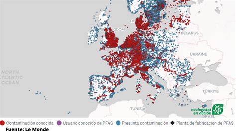 Mapa de PFAS en ríos europeos
