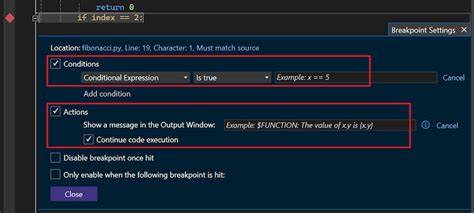 Visual Studio punto de interrupción código