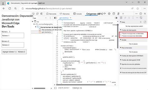 Puntos de interrupción en código JavaScript