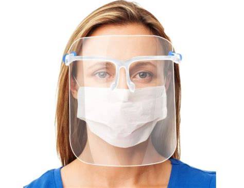 Pantalla facial junto a mascarilla protectora