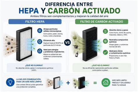 Esquema de filtro HEPA y carbón activo