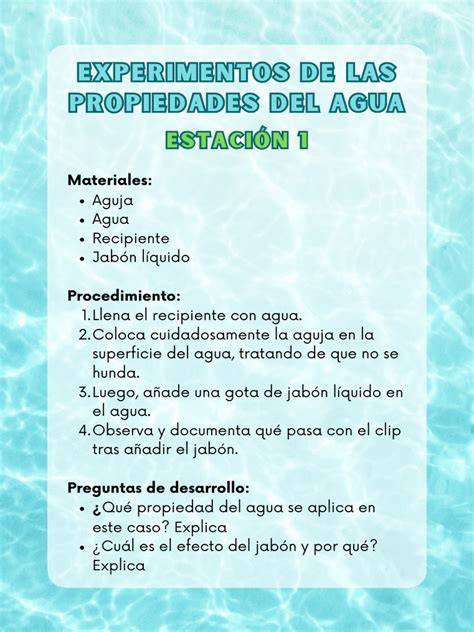 Experimentos escolares sobre propiedades del agua