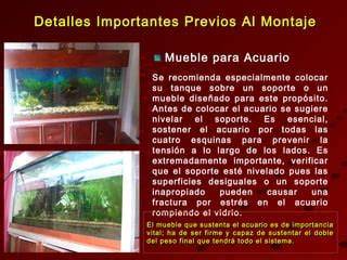 Montaje de acuario sobre mueble nivelado