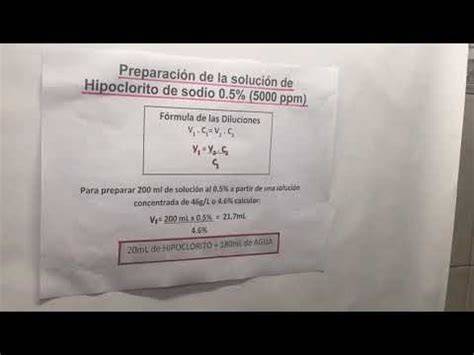 Preparación de solución de hipoclorito 5000 ppm