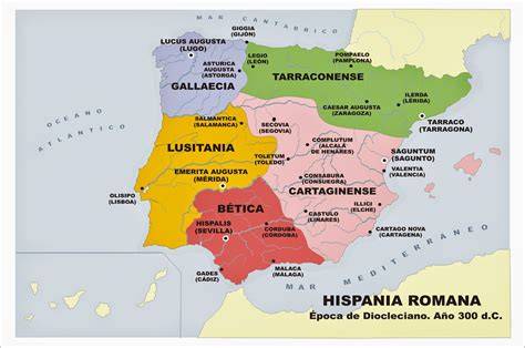 Mapa de Hispania romana y sus aguas