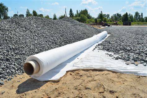 Colocación de geotextil bajo encachado