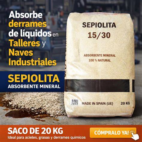 sepiolita mineral porosa para absorción