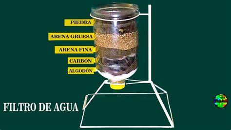 Filtro casero con arena y gravilla