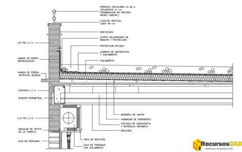 Sección constructiva de cubierta con losa filtrante