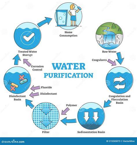 Esquema de etapas de purificación del agua