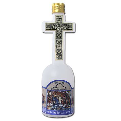 botella religiosa con cruz y agua del Jordán