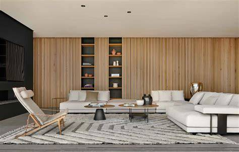 Salón minimalista con muebles de líneas rectas