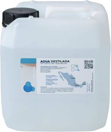 Garrafa de agua destilada de cinco litros