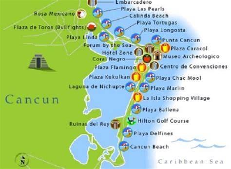 Mapa de Cancún y zonas comerciales