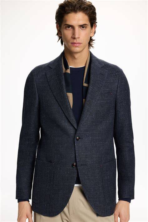 chaqueta azul marino de lino relaxed fit