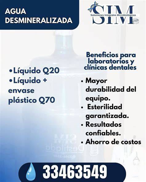 Agua destilada en clínica dental