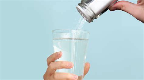 Vaso de agua con limón y sal