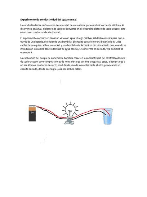 experimento sal agua destilada conductividad eléctrica